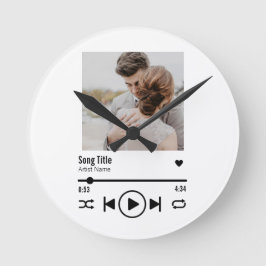 Reloj Redondo Mediano Custom Newlywed Photo Song Playlist