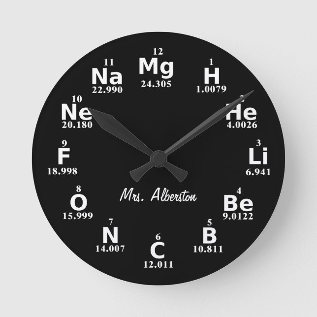 Reloj Redondo Mediano Custom Periodic Table Science Element Large Clock (Anverso)