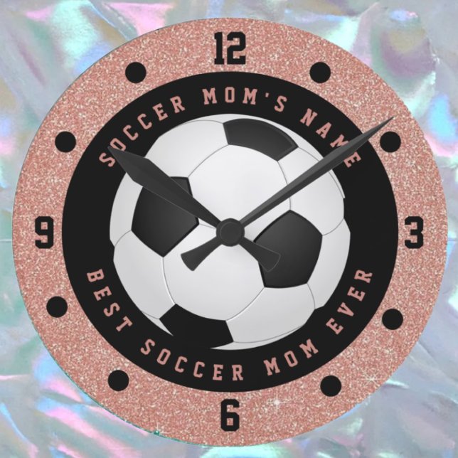Reloj Redondo Mediano Custom Rose Gold Pink Girls Soccer Ball Soccer Mom (Subido por el creador)