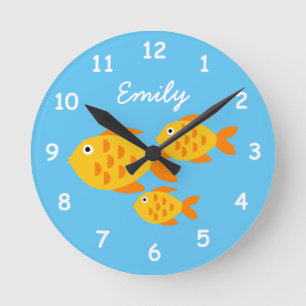 Reloj Redondo Mediano Custom small kid's wall clock with cute goldfish