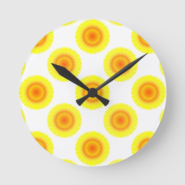 Reloj Redondo Mediano Custom Sunflower Pattern (Anverso)