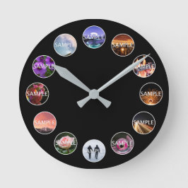 Reloj Redondo Mediano Custom White Framed 12 Photo Clock