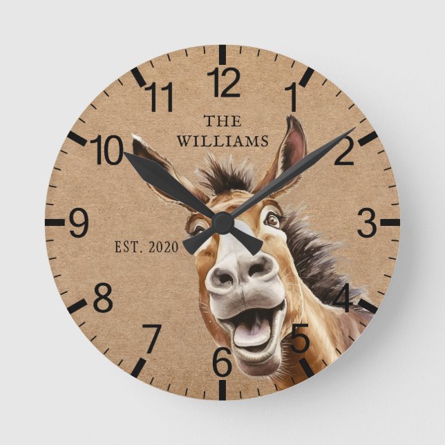 Reloj Redondo Mediano Cuta de burro personalizada (Anverso)