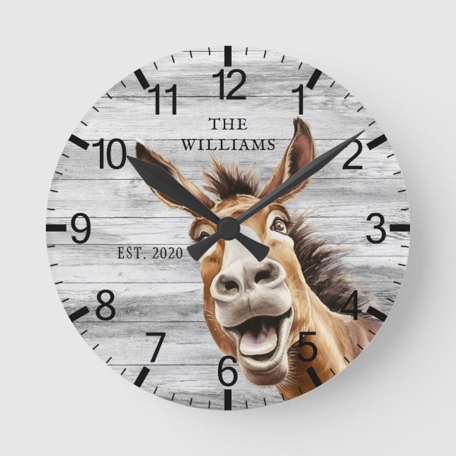 Reloj Redondo Mediano Cuta de burro personalizada (Anverso)