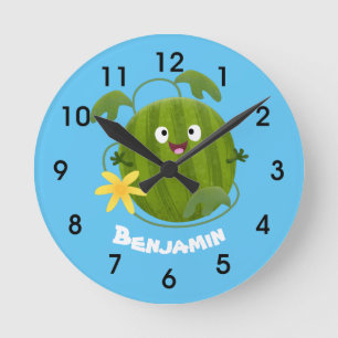 Reloj Redondo Mediano Cuta feliz sonriente sandía personalizado todo el 