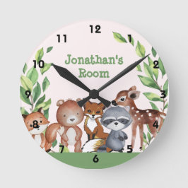 Reloj Redondo Mediano Cute animales de Woodland personalizados a lo larg
