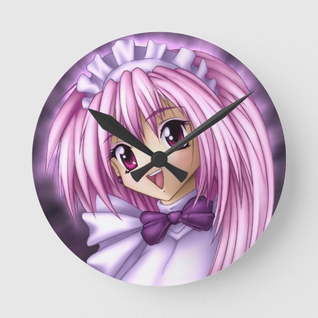 Reloj Redondo Mediano Cute Anime Girl Maid (Anverso)
