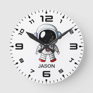 Reloj Redondo Mediano Cute Astronauta Nombre personalizado Niños Watch