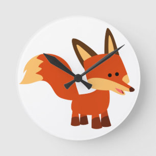 Reloj Redondo Mediano Cute Astute Personalizado Fox Wall Clock