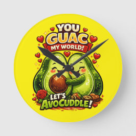 Reloj Redondo Mediano Cute Avocado Valentine’s Love Design, kawaii Love