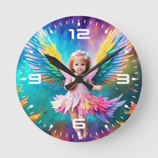 Reloj Redondo Mediano Cute Baby Angel Wings Art-38424 (Anverso)