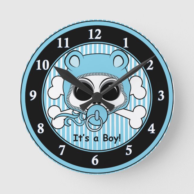 Reloj Redondo Mediano Cute Baby Boy Skull (Anverso)