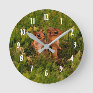 Reloj Redondo Mediano Cute Baby Chipmunks Animal Art