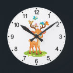 Reloj Redondo Mediano Cute Baby Deer with Butterflies-47568<br><div class="desc">Cute Baby Deer with Butterflies-47568</div>