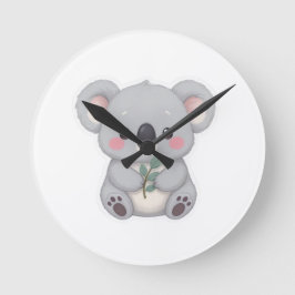 Reloj Redondo Mediano Cute Baby Koala Sticker Clipart