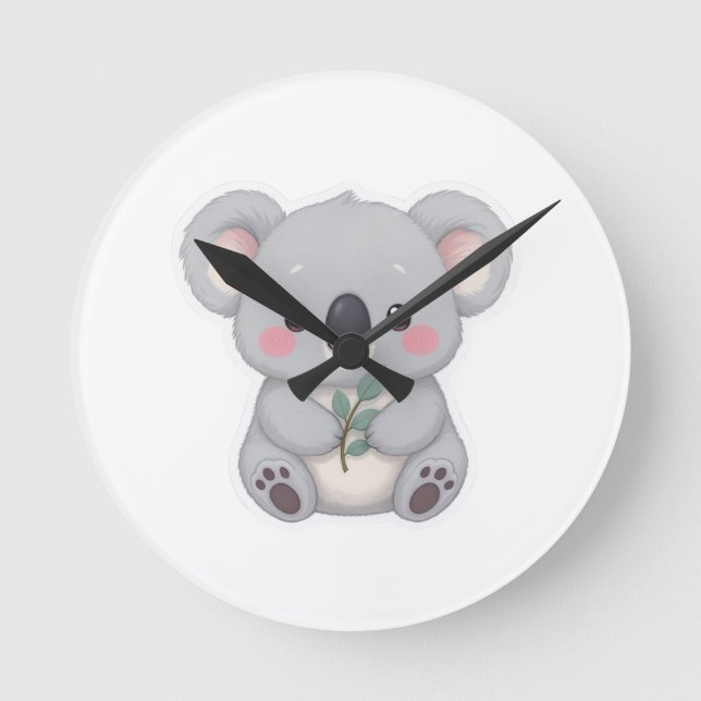 Reloj Redondo Mediano Cute Baby Koala Sticker Clipart (Anverso)