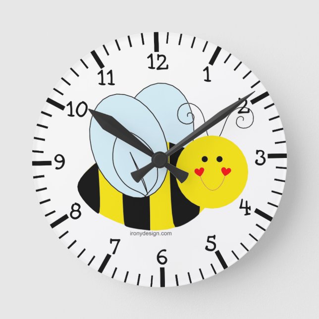 Reloj Redondo Mediano Cute Bee (Anverso)