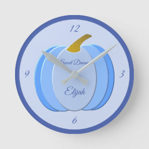 Reloj Redondo Mediano Cute Blue Baby Boy Calabaza Personalizado Nursera