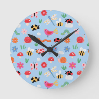 Reloj Redondo Mediano Cute Bugs Kids Wall Clock – Ladybirds, Bees & Natu