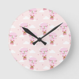Reloj Redondo Mediano Cute Capybara Globo Aerostático
