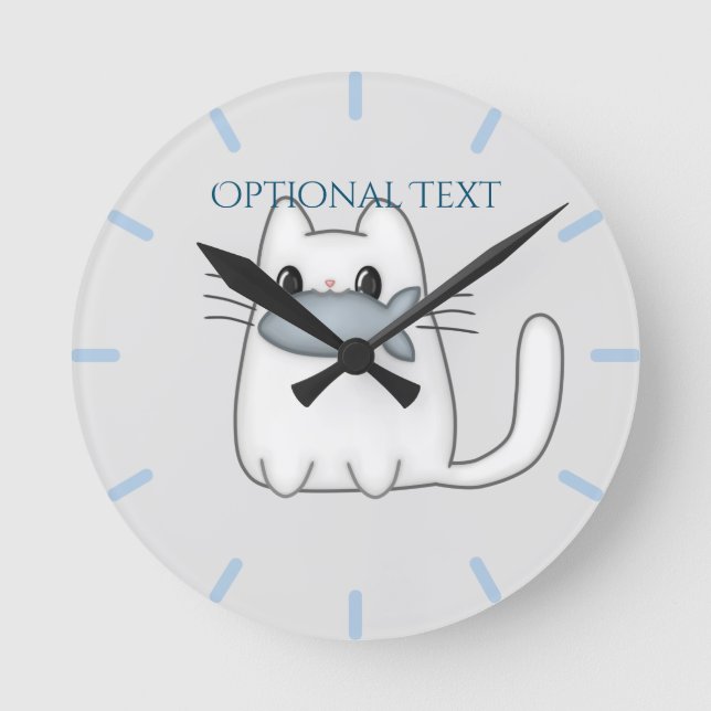 Reloj Redondo Mediano Cute Cat with Prize Fish (Anverso)
