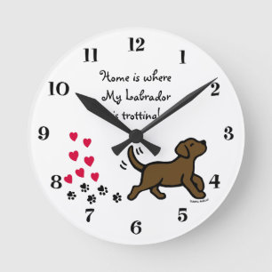 Reloj Redondo Mediano Cute Chocolate Labrador Trotting Clock