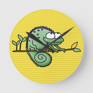 Reloj Redondo Mediano Cute divertido camaleón dibujo lagarto verde