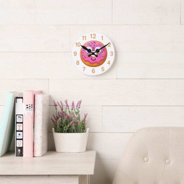 Reloj Redondo Mediano Cute Donut Kids Clock – Googly Eyes Fun (Sala de lectura)