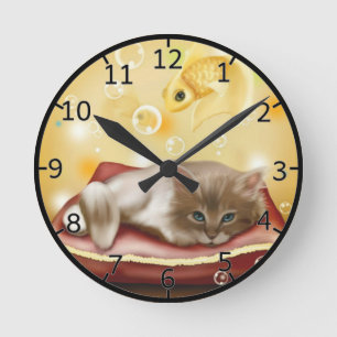 Reloj Redondo Mediano Cute Dream Kitten