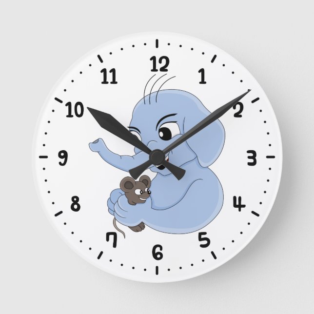 Reloj Redondo Mediano Cute elephant boy cartoon (Anverso)