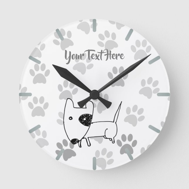 Reloj Redondo Mediano Cute English Bull Terrier (Anverso)