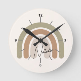 Reloj Redondo Mediano Cute escritura de monograma pastel arcoíris rosa f