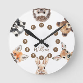 Reloj Redondo Mediano Cute Forest Friends Woodland Animals Nursery