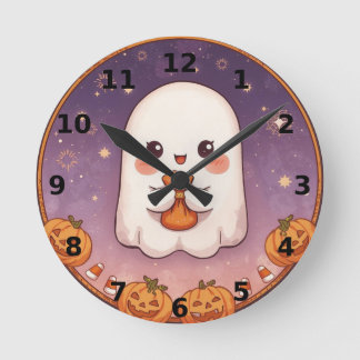 Reloj Redondo Mediano Cute Ghost Halloween Wall Clock