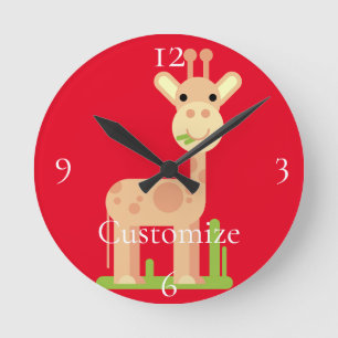 Reloj Redondo Mediano Cute Giraffe Munching Thunder_Cove