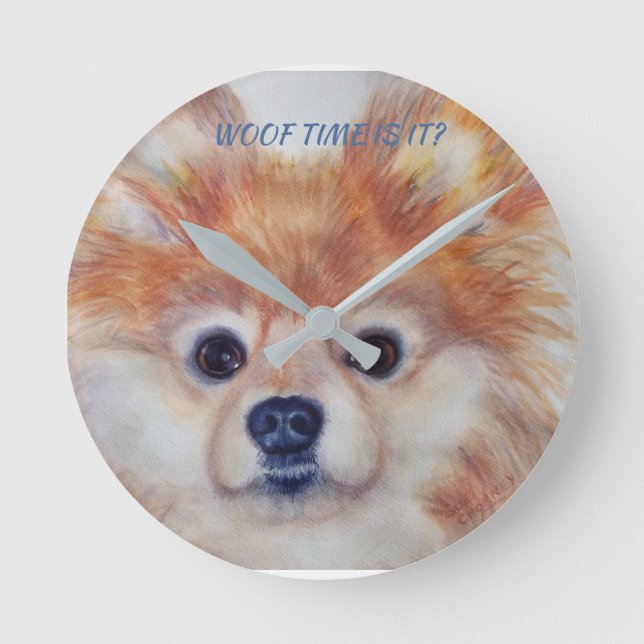 RELOJ REDONDO MEDIANO CUTE GOLDEN POMERANIAN (Anverso)
