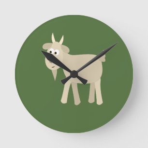 Reloj Redondo Mediano Cute Gracioso Cabra Pequeña