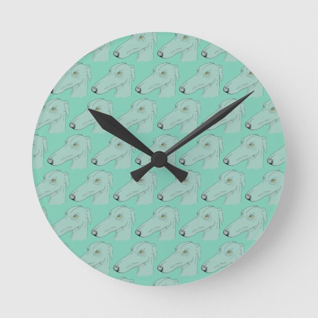 Reloj Redondo Mediano Cute greyhound pattern (Anverso)