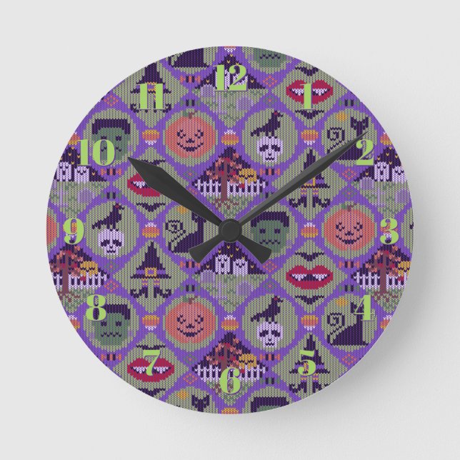 Reloj Redondo Mediano Cute Halloween (Anverso)