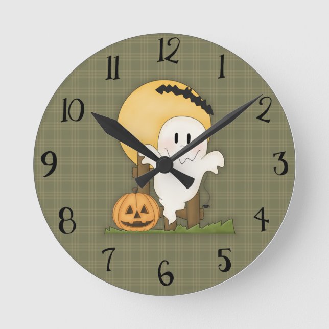 Reloj Redondo Mediano Cute Halloween Ghost Clock (Anverso)
