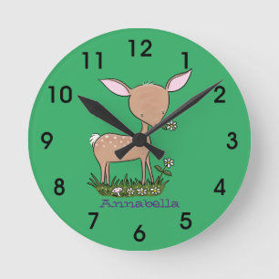 Reloj Redondo Mediano Cute happy baby deer cartoon illustration