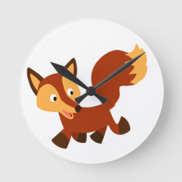 Reloj Redondo Mediano Cute Happy Personalizado Fox Wall Clock