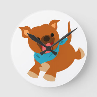 Reloj Redondo Mediano Cute Happy Personalizado Staffie Wall Clock
