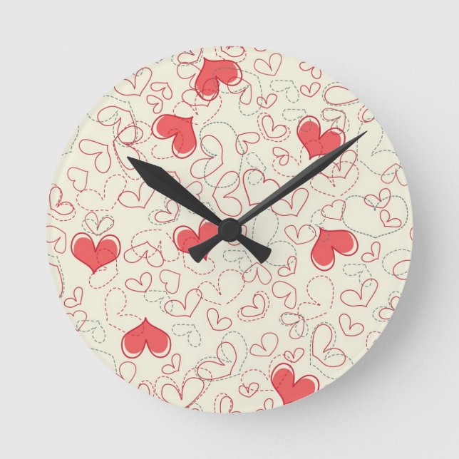 Reloj Redondo Mediano Cute Hearts Background (Anverso)