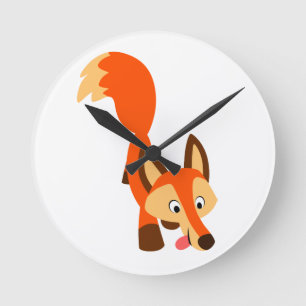 Reloj Redondo Mediano Cute inquisitivo Personalizado Fox Wall Clock