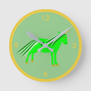 Reloj Redondo Mediano Cute Irish Green and Gold Unicorn