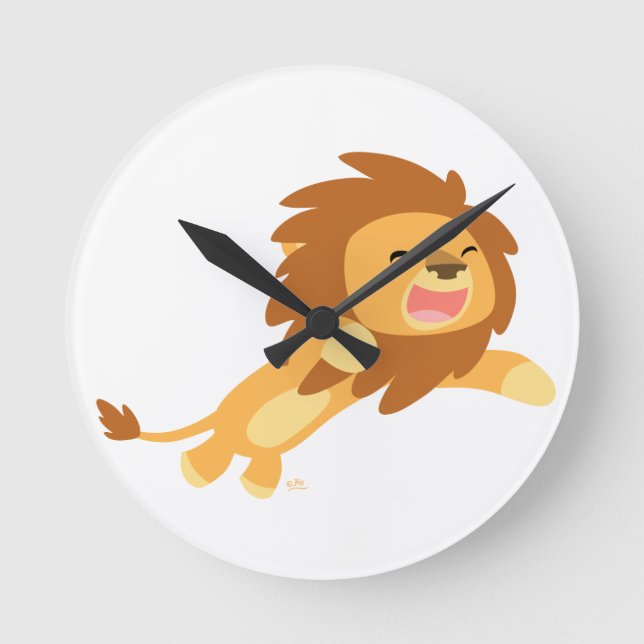 Reloj Redondo Mediano Cute joyful Personalizado Lion Wall Clock (Anverso)