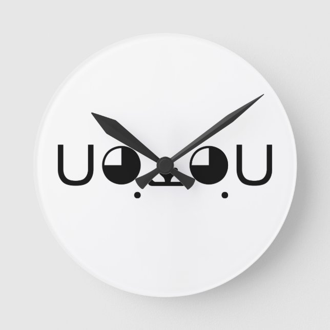 Reloj Redondo Mediano Cute Kawaii Puppy Dog Japanese Kaomoji Emoticon (Anverso)