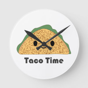 Reloj Redondo Mediano Cute Kawaii Taco Time Taco