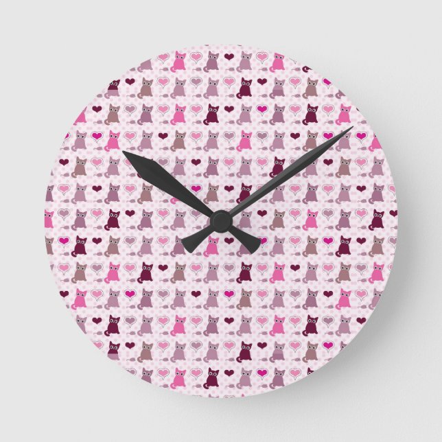 Reloj Redondo Mediano Cute kitten girls pattern (Anverso)